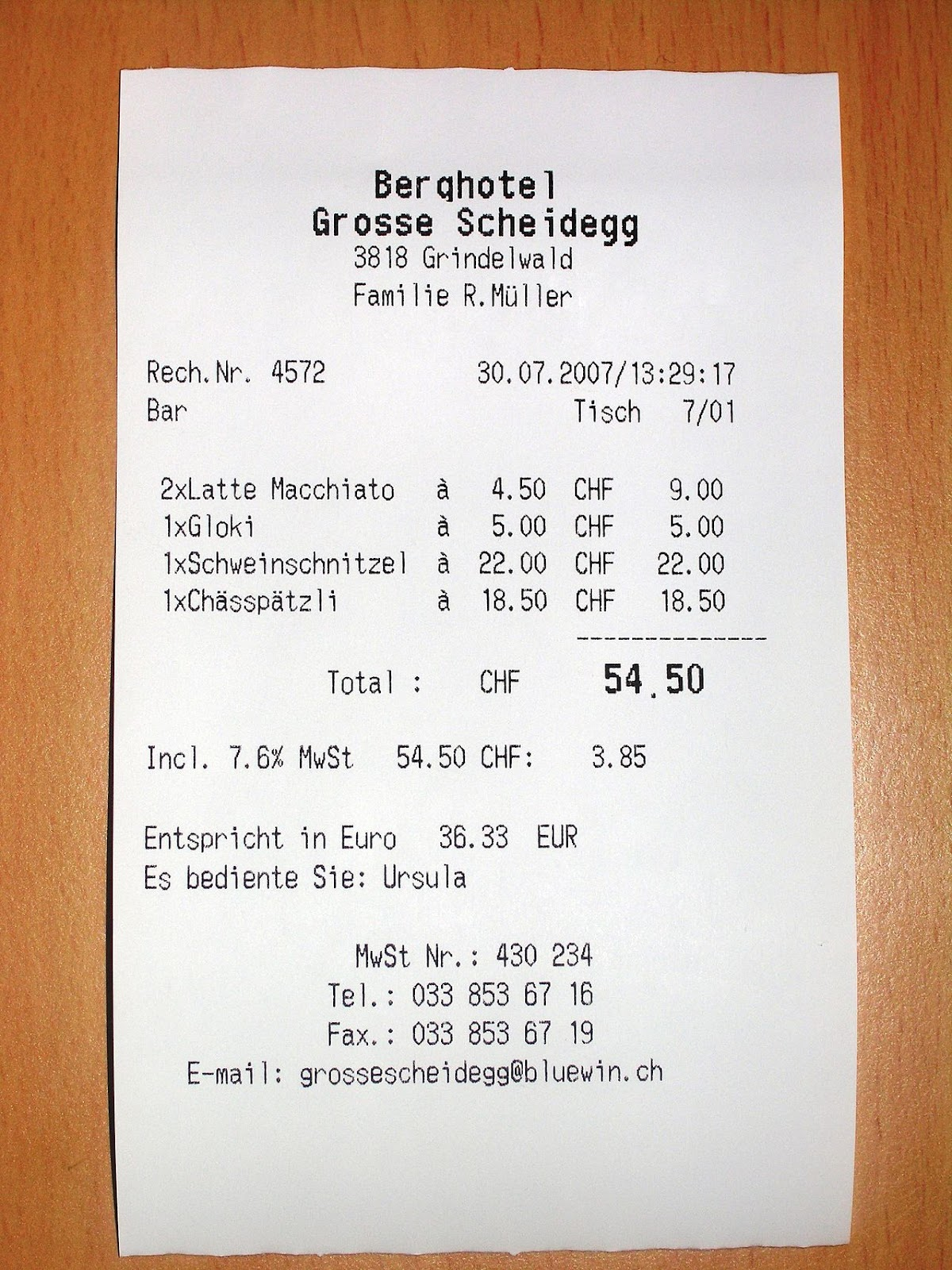 German receipt